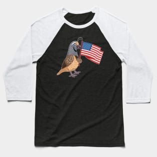 Quail American Flag USA Baseball T-Shirt